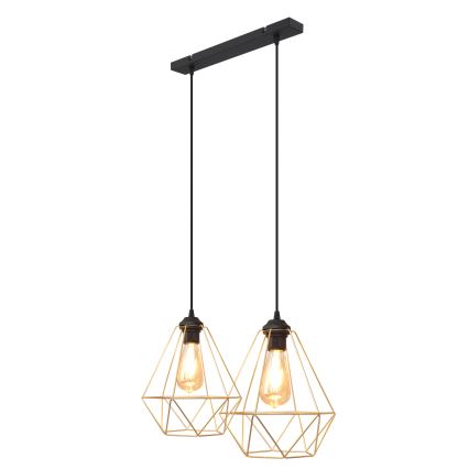 Kattokruunu johdossa KARO 2xE27/15W/230V kulta/musta