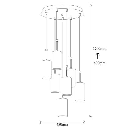 Kattokruunu johdossa KEM 7xE27/40W/230V