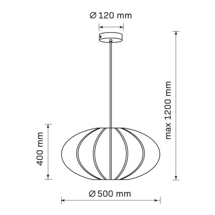 Kattokruunu johdossa KINU 1xE27/20W/230V halkaisija 50 cm valkoinen