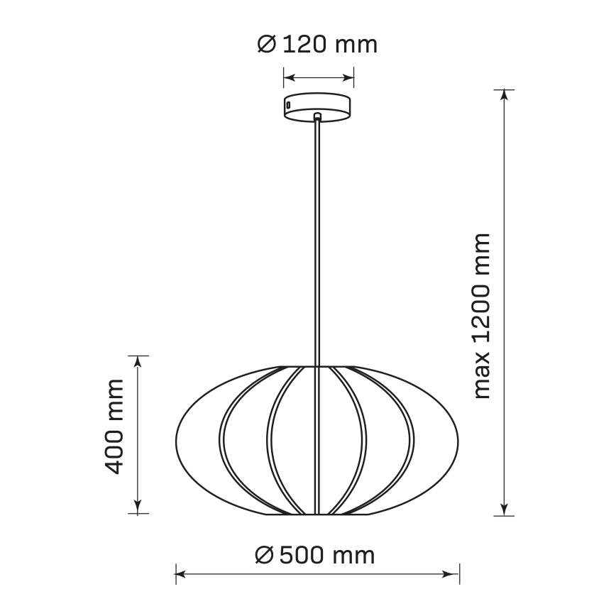 Kattokruunu johdossa KINU 1xE27/20W/230V halkaisija 50 cm valkoinen