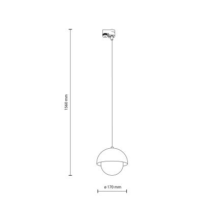Kattokruunu johdossa 1-vaiheiselle kiskojärjestelmälle BONO 1xG9/8W/230V musta