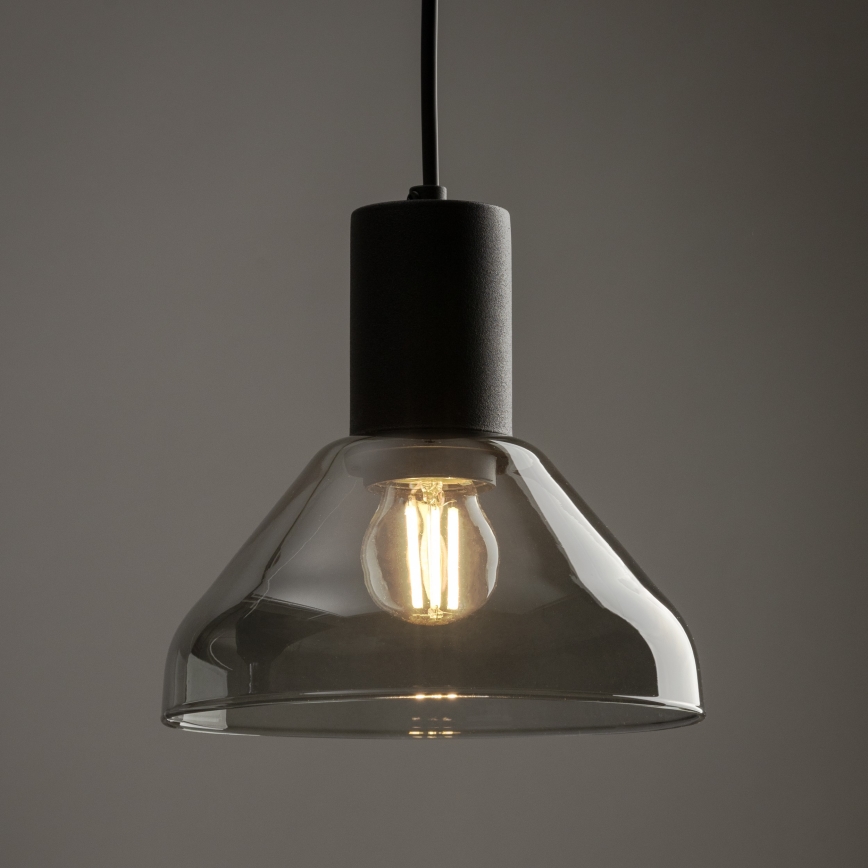 Kattokruunu johdossa 1-vaiheiselle kiskojärjestelmälle NEO 1xE27/15W/230V musta/savuinen musta