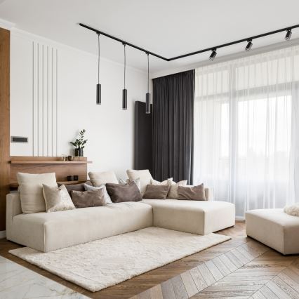 Kattokruunu johdossa kiskojärjestelmään PARIISI 3xGU10/10W/230V + 1 m kisko systeemi musta