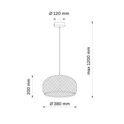 Kattokruunu johdossa KORFU 1xE27/20W/230V halkaisija 38 cm bambu