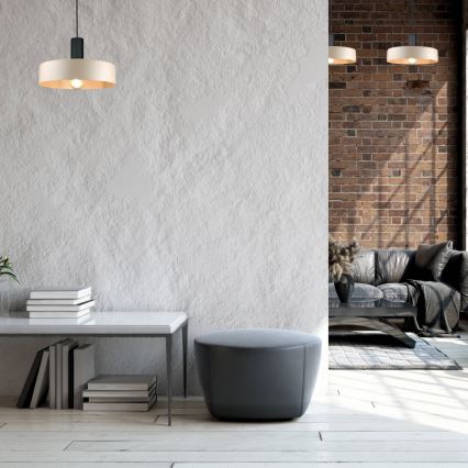 Kattokruunu johdossa LATTE 1xE27/60W/230V beige/musta