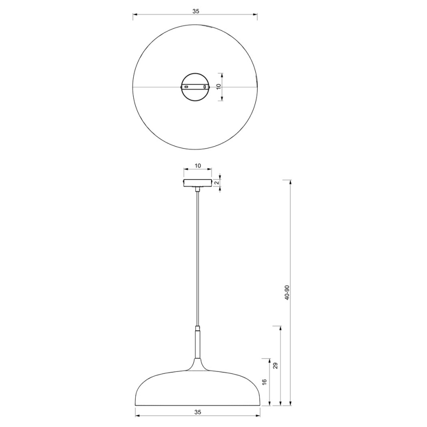 Kattokruunu johdossa LINCOLN 1xE27/60W/230V d. 35 cm musta