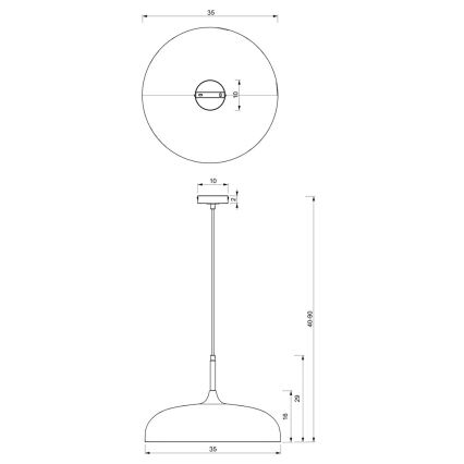 Kattokruunu johdossa LINCOLN 1xE27/60W/230V d. 35 cm vihreä