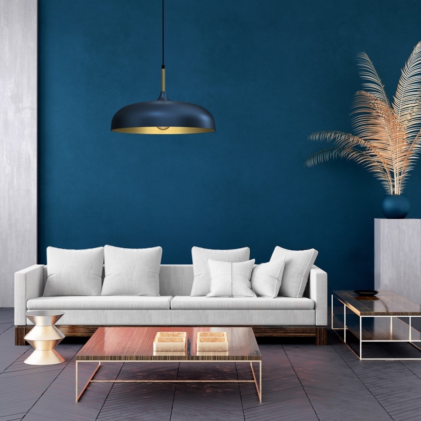 Kattokruunu johdossa LINCOLN 1xE27/60W/230V d. 45 cm sininen