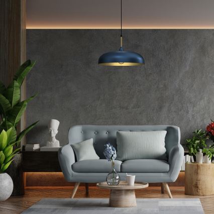 Kattokruunu johdossa LINCOLN 1xE27/60W/230V d. 45 cm sininen