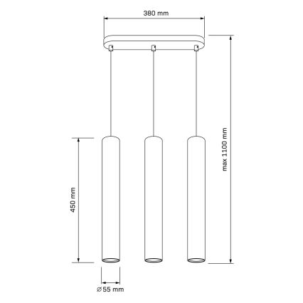 Kattokruunu johdossa LUNGOMARE 3xGU10/10W/230V mattakromi