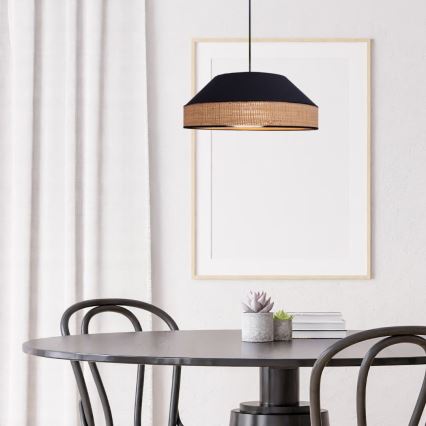 Kattokruunu johdossa MANISO 1xE27/60W/230V halkaisija 45 cm musta/beige