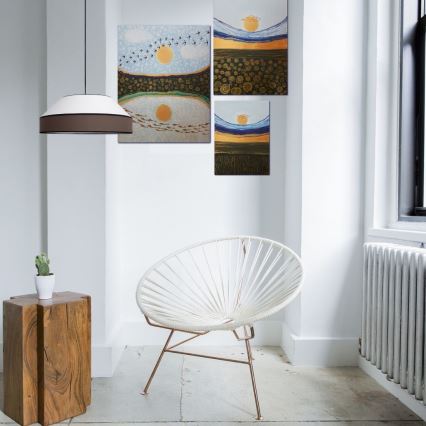 Kattokruunu johdossa MANISO 1xE27/60W/230V halkaisija 45 cm valkoinen/ruskea