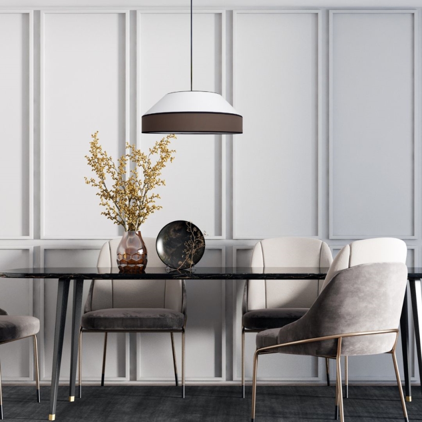 Kattokruunu johdossa MANISO 1xE27/60W/230V halkaisija 45 cm valkoinen/ruskea