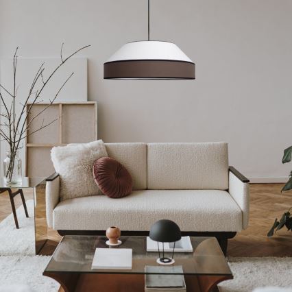 Kattokruunu johdossa MANISO 1xE27/60W/230V halkaisija 45 cm valkoinen/ruskea