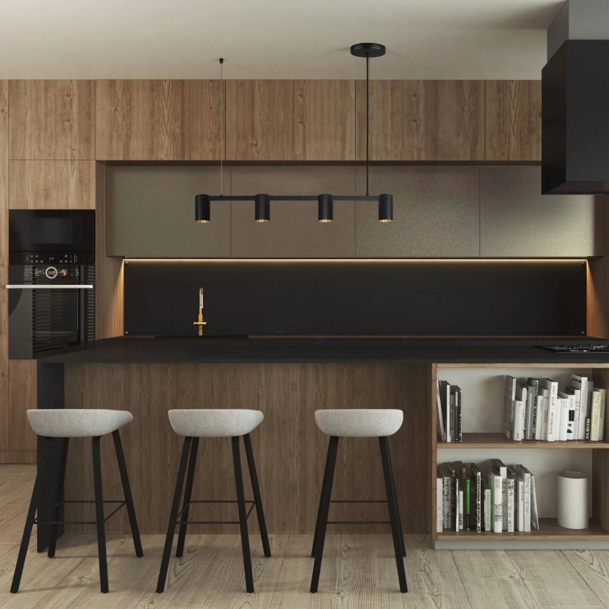 Kattokruunu johdossa MARIBEL 4xGU10/10W/230V musta