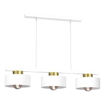 Kattokruunu johdossa MARTI 3xE27/15W/230V valkoinen/kulta