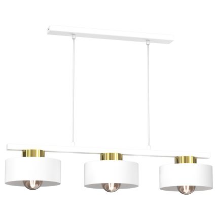 Kattokruunu johdossa MARTI 3xE27/15W/230V valkoinen/kulta