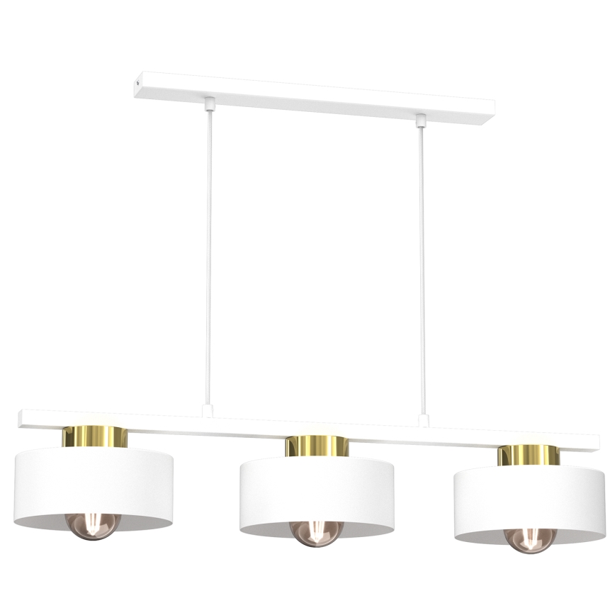 Kattokruunu johdossa MARTI 3xE27/15W/230V valkoinen/kulta