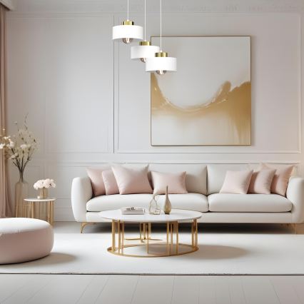 Kattokruunu johdossa MARTI 3xE27/15W/230V valkoinen/kulta