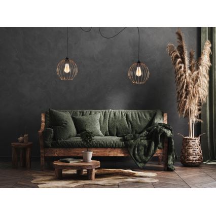 Kattokruunu johdossa MATT 2xE27/60W/230V hämähäkki musta/kupari