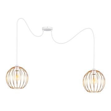 Kattokruunu johdossa MATT 2xE27/60W/230V hämähäkki valkoinen/kupari