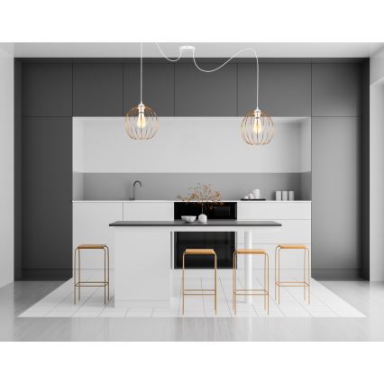 Kattokruunu johdossa MATT 2xE27/60W/230V hämähäkki valkoinen/kupari