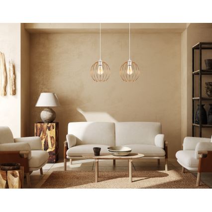 Kattokruunu johdossa MATT 2xE27/60W/230V valkoinen/kupari