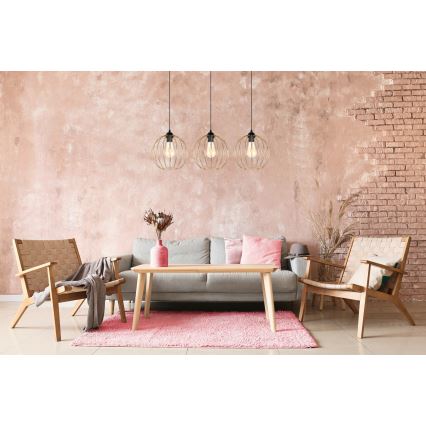 Kattokruunu johdossa MATT 3xE27/60W/230V musta/kultainen