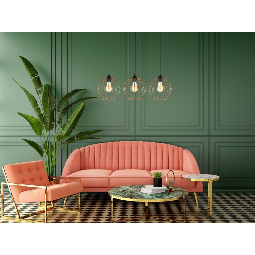 Kattokruunu johdossa MATT 3xE27/60W/230V musta/kupari