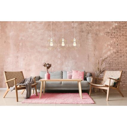 Kattokruunu johdossa MATT 3xE27/60W/230V valkoinen/kultainen