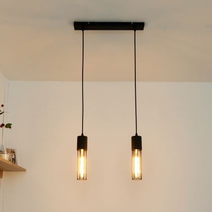 Kattokruunu johdossa MELODY 2xE27/15W/230V musta