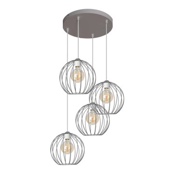 Kattokruunu johdossa MERCURE 4xE27/15W/230V harmaa