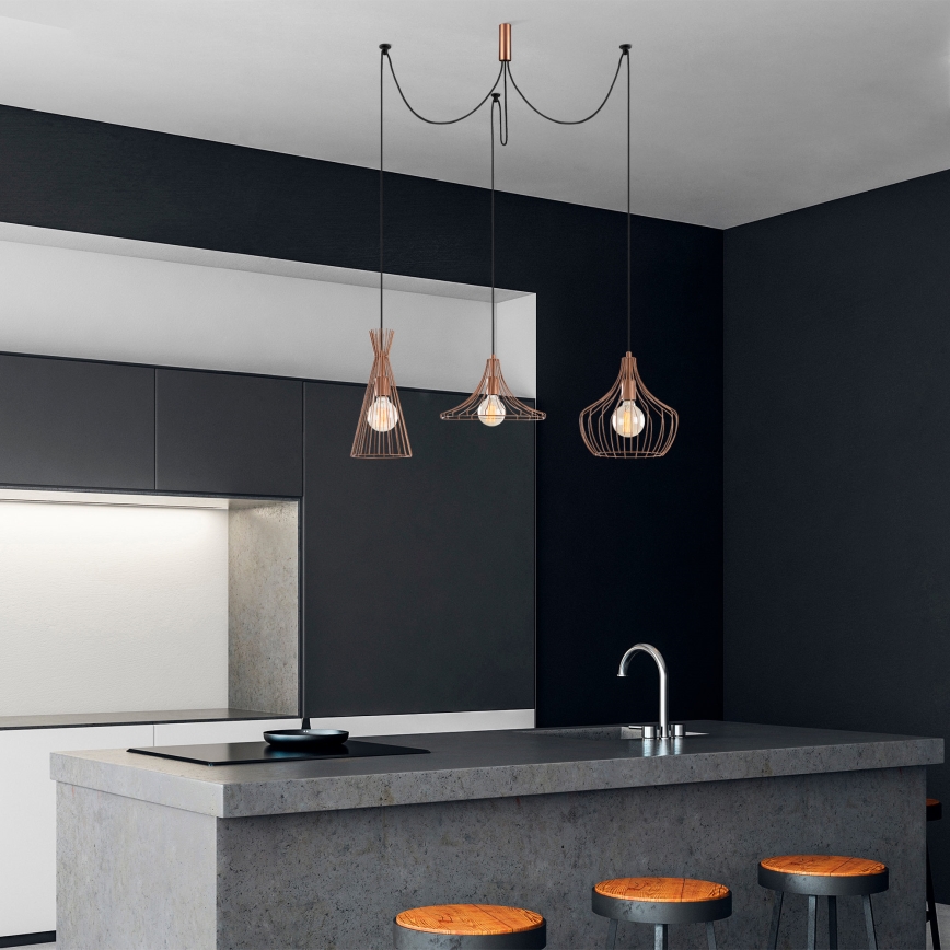 Kattokruunu johdossa MEZOPOTAMYA 3xE27/40W/230V hämähäkki