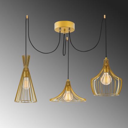 Kattokruunu johdossa MEZOPOTAMYA 3xE27/40W/230V hämähäkki kulta