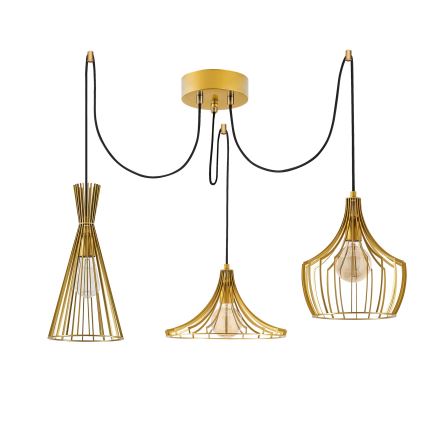 Kattokruunu johdossa MEZOPOTAMYA 3xE27/40W/230V hämähäkki kulta