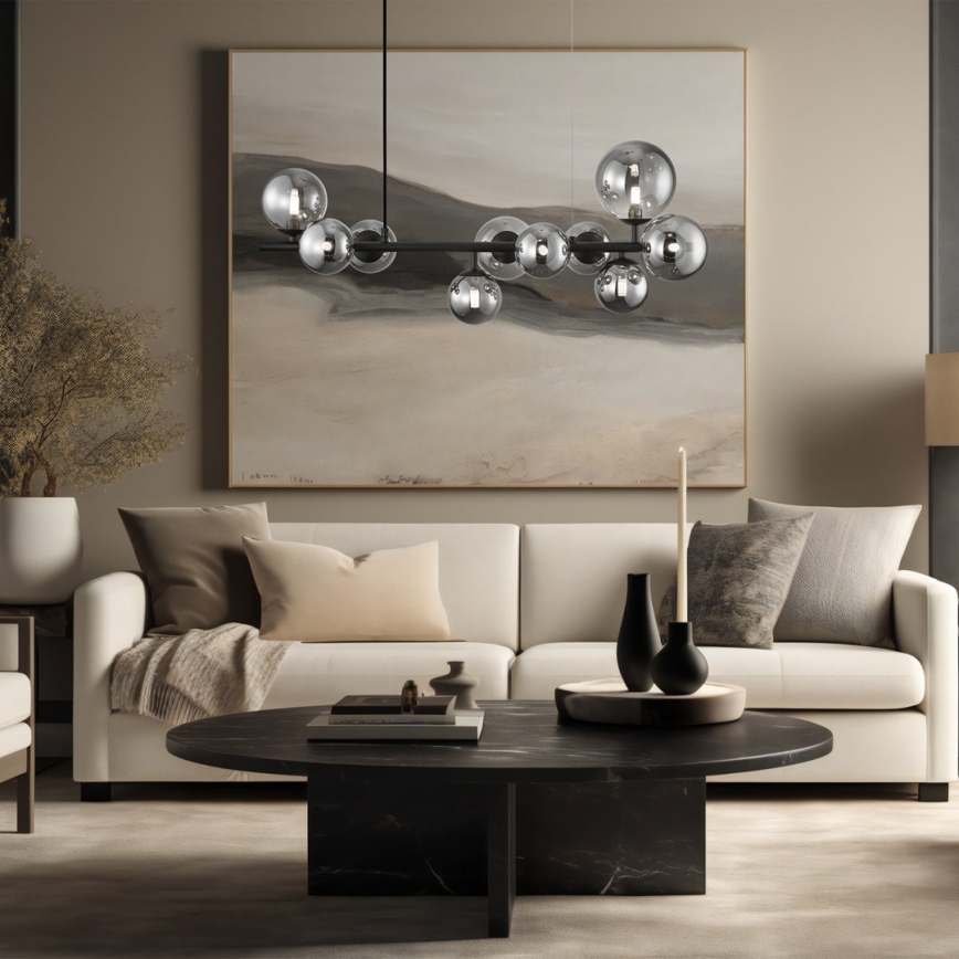 Kattokruunu johdossa MILA 10xG9/9W/230V musta/harmaa