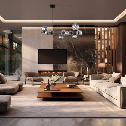 Kattokruunu johdossa MILA 10xG9/9W/230V musta/harmaa