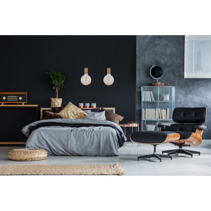 Kattokruunu johdossa MIROS 2xE27/60W/230V musta/kupari