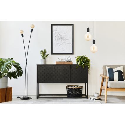 Kattokruunu johdossa MIROS 2xE27/60W/230V pyöreä musta