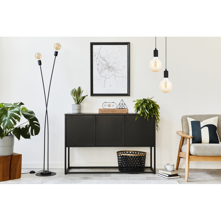 Kattokruunu johdossa MIROS 2xE27/60W/230V pyöreä musta