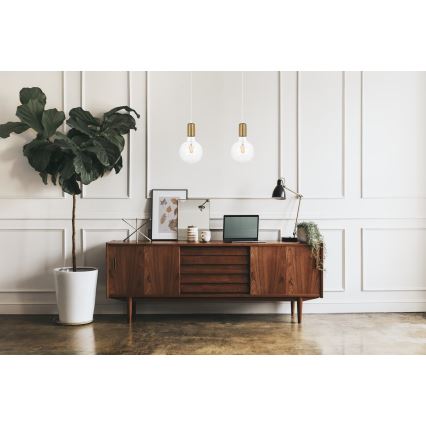 Kattokruunu johdossa MIROS 2xE27/60W/230V valkoinen/kultainen