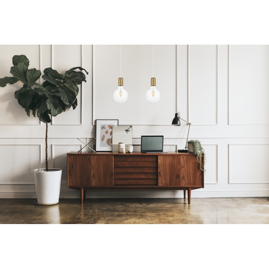 Kattokruunu johdossa MIROS 2xE27/60W/230V valkoinen/kultainen