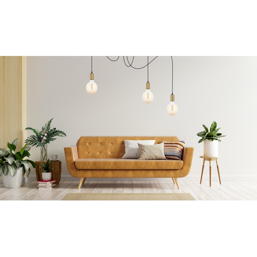 Kattokruunu johdossa MIROS 3xE27/60W/230V hämähäkki musta/kulta