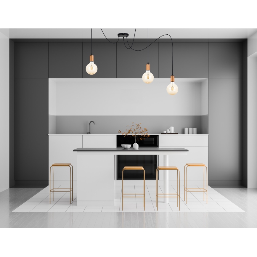 Kattokruunu johdossa MIROS 3xE27/60W/230V hämähäkki musta/kupari