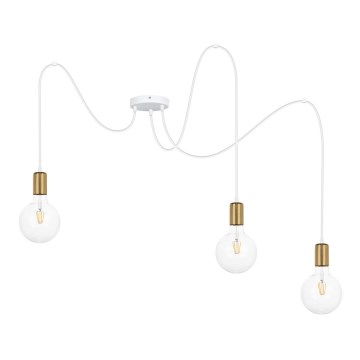 Kattokruunu johdossa MIROS 3xE27/60W/230V hämähäkki valkoinen/kulta