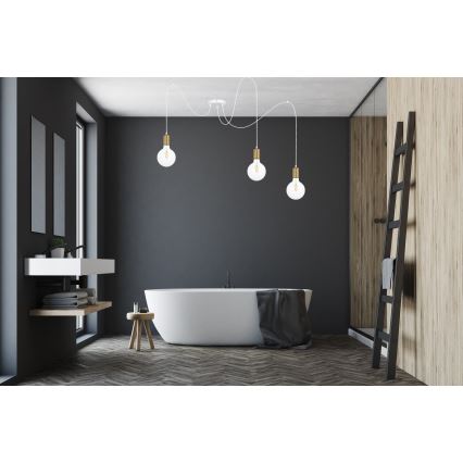 Kattokruunu johdossa MIROS 3xE27/60W/230V hämähäkki valkoinen/kulta