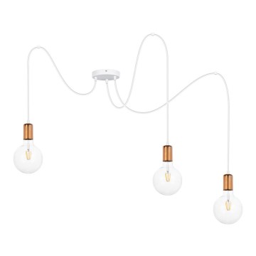 Kattokruunu johdossa MIROS 3xE27/60W/230V hämähäkki valkoinen/kupari