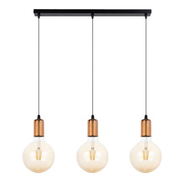 Kattokruunu johdossa MIROS 3xE27/60W/230V musta/kupari