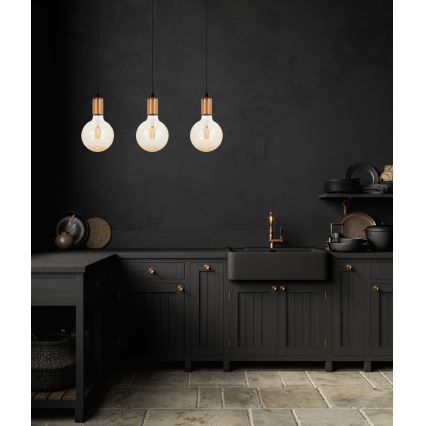 Kattokruunu johdossa MIROS 3xE27/60W/230V musta/kupari