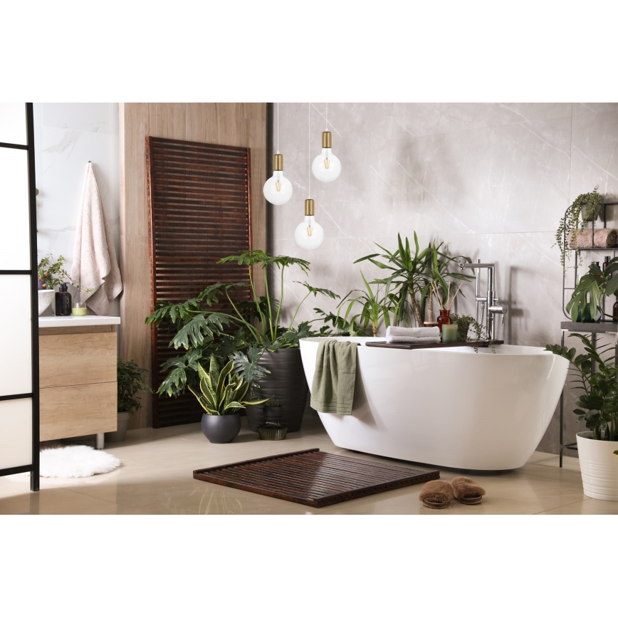 Kattokruunu johdossa MIROS 3xE27/60W/230V pyöreä valkoinen/kultainen